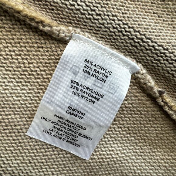 Natural Reflections Stripe Open Front Cardigan Women L Browns Fringe Boho (0786) - Picture 4 of 10